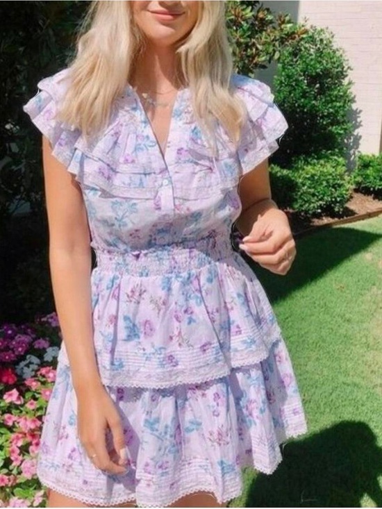 LoveShackFancy Dresses & Skirts - LoveShackFancy -Target Lavender Floral Ruffle Tiered Mini Dress